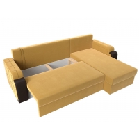 Угловой диван Николь Лайт (микровельвет жёлтый коричневый) - Изображение 1